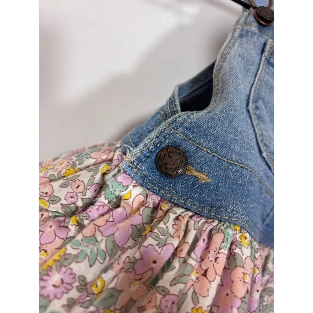 OshKosh B’gosh denim floral overall dress girls baby 12 months